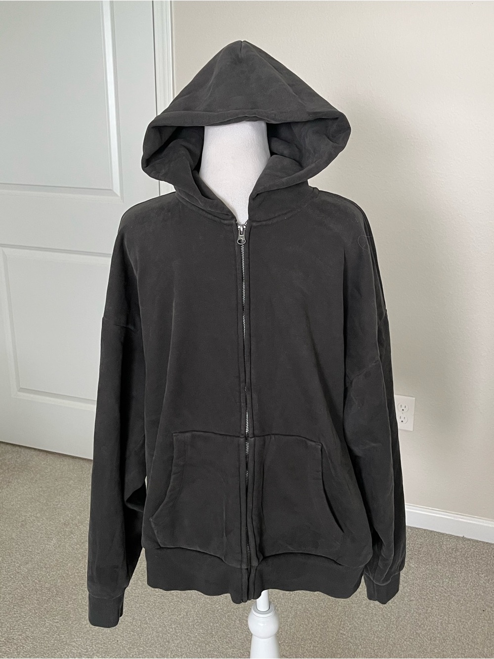 EUC Vuori Mens Black Washed Ponto Full Zip-Up Hoodie Size XL
